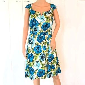 Talbot Fit and Flare Blue Floral Dress